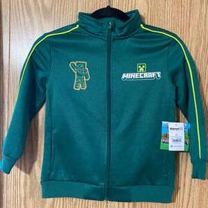 Minecraft Kids' Green Track Jacket with Yellow Trim